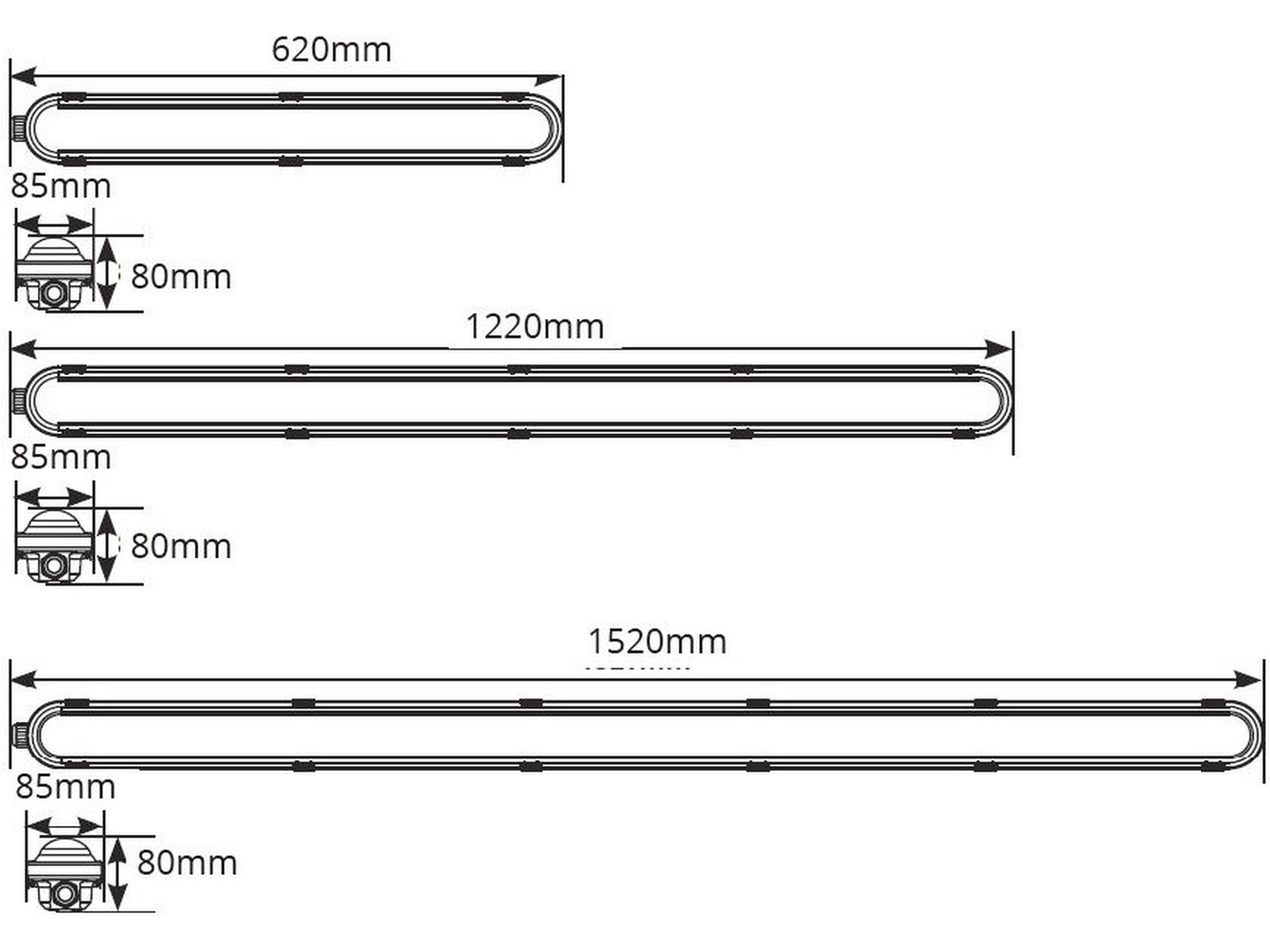 Pragmalux LED TL vandtæt armatur Hermes IP66 120cm 20-35W 3000K-6000K 3-CCT 2700-5000lm 5x2,5mm Gennemføring (2x36W)