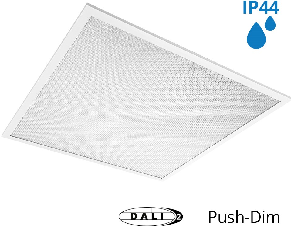 Pragmalux LED Panel 60x60cm Sigma G2 IP44 38W 3000K-4000K 2-CCT 5000-5100lm UGR<19 +TCI DALI Driver (4x14W/4x18W)
