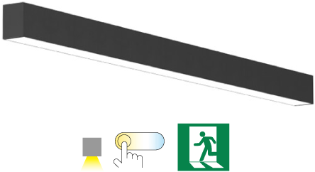 Pragmalux Skyline 1,2m 12,5-36W 1575-4700lm 2CCT 3000-4000K opal sort RAL9005 + Nødmodul 1 time autotest