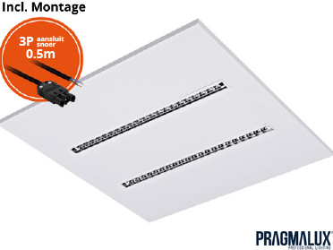 Pragmalux LED Indlægsarmatur Modul 60x60cm 26-30W 3500-4200lm 3000K-4000K 2CCT UGR<16 hvid RAL9003 +driver inkl. GST18i3