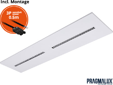 Pragmalux LED Indlægsarmatur Modul 30x120cm 26-30W 3500-4200lm 3000K-4000K 2CCT UGR<16 hvid RAL9003 +driver inkl. GST18i3