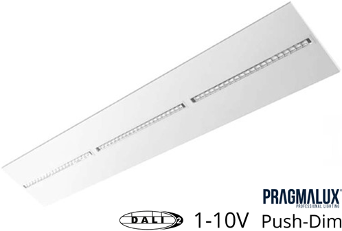 Pragmalux LED Indlægsarmatur Modul 30x150cm 18,5-30W 2500-4200lm 3000K-4000K 2CCT UGR<16 hvid RAL9003 +Universal driver (DALI2, 1-10V, push-dæmpning)