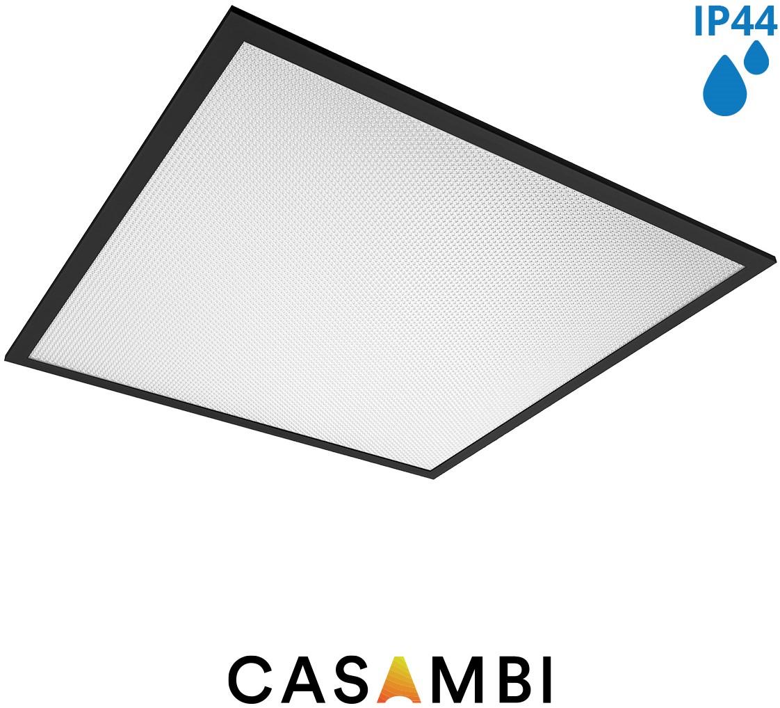 Pragmalux LED Panel 60x60cm Sigma G2 Sort IP44 38W 3000K-4000K 2-CCT 5000-5100lm UGR<19 +TCI Casambi Driver (4x14W/4x18W)