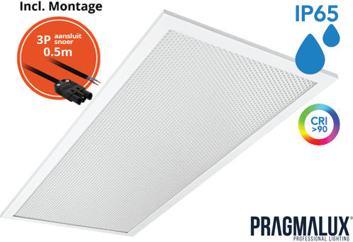 Pragmalux LED Panel 30x60cm Sigma G2 IP65 CRI>90 9-20W 5000K-6500K 2-CCT 1100-2600lm UGR<19 +Driver inkl. GST18i3 (2x14W/2X18W)