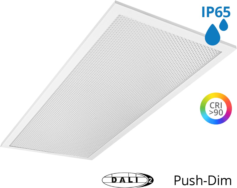 Pragmalux LED Panel 30x60cm Sigma G2 IP65 CRI>90 20W 5000K-6500K 2-CCT 2550--2600lm UGR<19 +TCI DALI Driver (2x14W/2X18W)