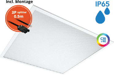 Pragmalux LED Panel 60x60cm Sigma G2 IP65 CRI>90 13-26W 5000K-6500K 2-CCT 1800-3800lm UGR<19 +Philips Driver inkl. GST18i3 (4x14W/4X18W)