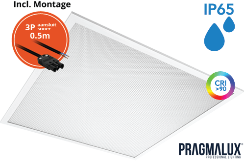 Pragmalux LED Panel 60x60cm Sigma G2 IP65 CRI>90 26-37W 5000K-6500K 2-CCT 3700-5300lm UGR<19 +Driver inkl. GST18i3 (4x14W/4X18W)
