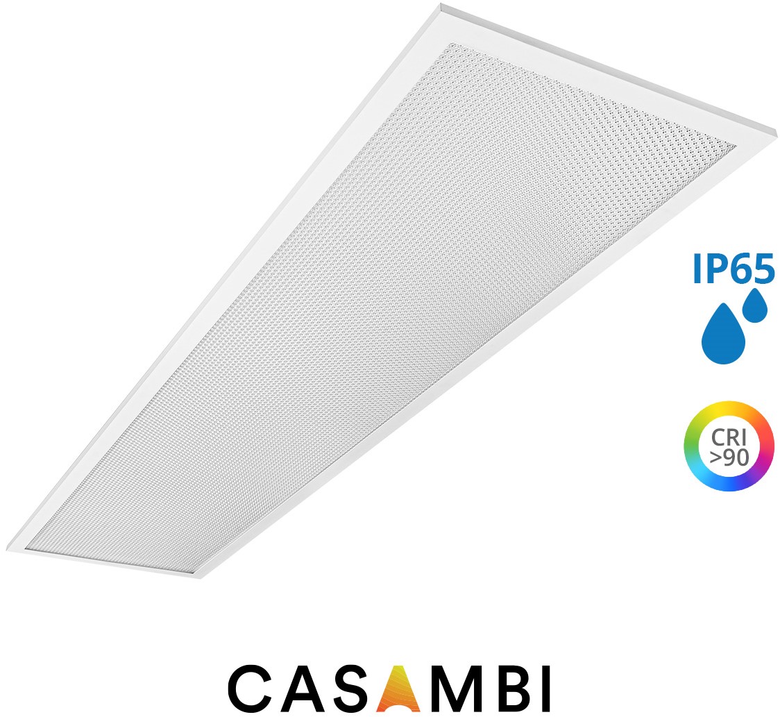 Pragmalux LED Panel 30x120cm Sigma G2 IP65 CRI>90 37W 3000K-4000K 2-CCT 4950-5000lm UGR<19 +TCI Casambi Driver (2x28W/2x36W)