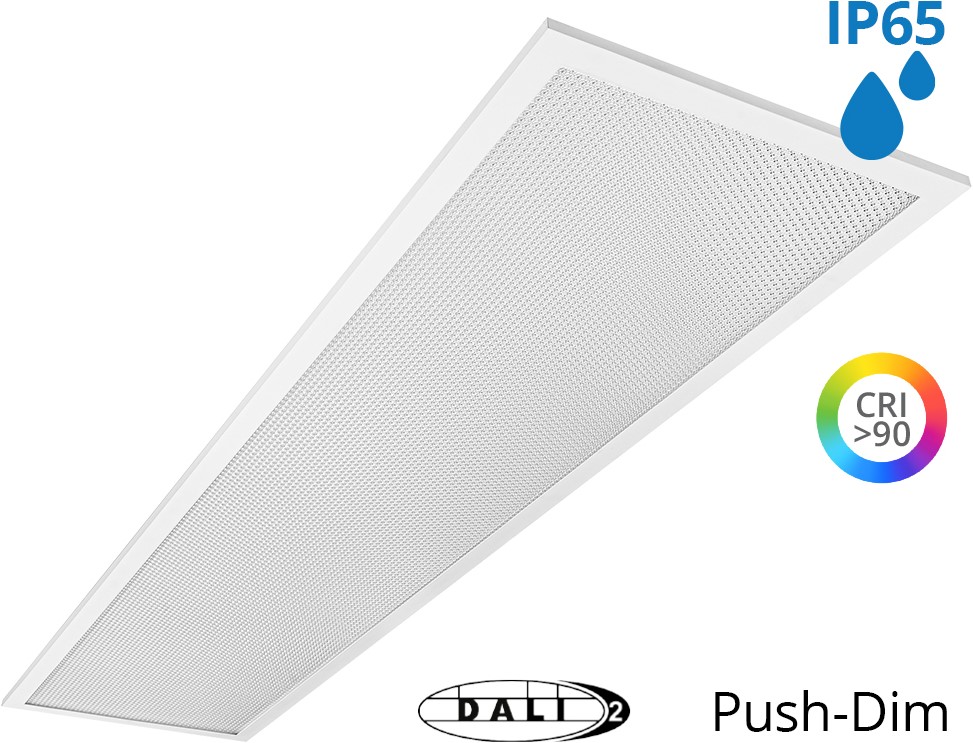 Pragmalux LED Panel 30x120cm Sigma G2 IP65 CRI>90 37W 5000K-6500K 2-CCT 5200-5300lm UGR<19 +TCI DALI Driver(2x28W/2x36W)