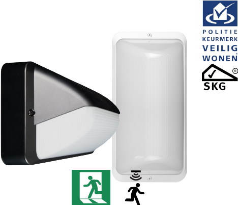 Pragmalux LED Portiek Port-S PKVW IP66 IK10 2,75-5W 275-600lm 2700K-4000K 3-CCT + bevægelsessensor & nødmodul 1H autotest