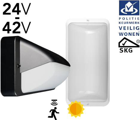 Pragmalux LED Portiek Port-S PKVW IP66 IK10 24-42V AC/DC 2,75-5W 275-600lm 2700K-4000K 3-CCT + dagslyssensor