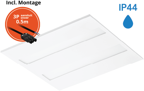 Pragmalux LED Panel Flexcore IP44 60x60cm 26-39W 3600-5500lm 3000K-3500K-4000K 3CCT CRI>90 UGR<19 hvid RAL9003+Philips driver inkl. GST18i3