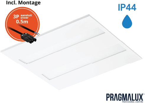 Pragmalux LED Panel Flexcore IP44 60x60cm 26-39W 3600-5500lm 3000K-3500K-4000K 3CCT CRI>90 UGR<19 hvid RAL9003+driver inkl. GST18i3