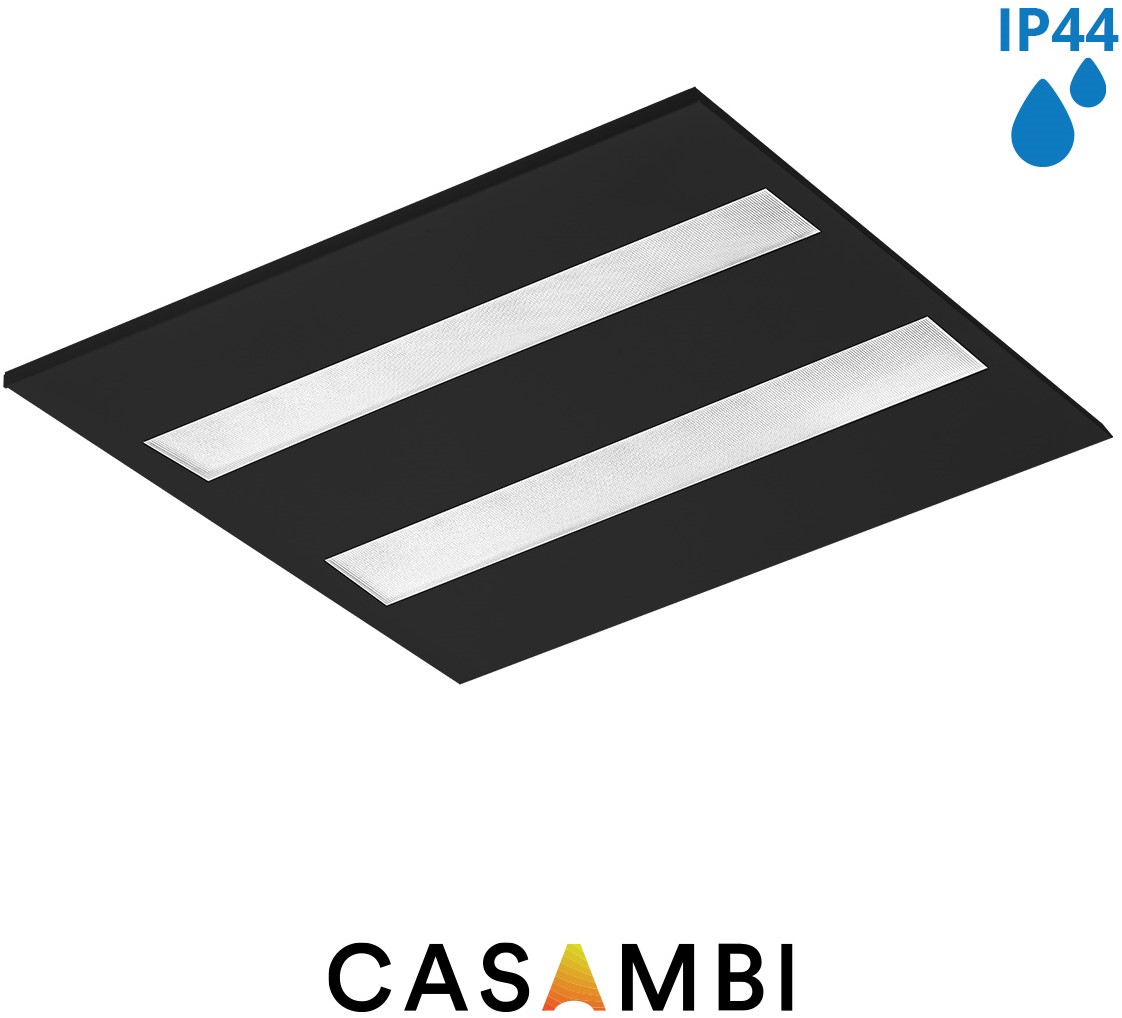 Pragmalux LED Panel Flexcore IP44 60x60cm 36W 4850-5100lm 3000K-3500K-4000K 3CCT CRI>90 UGR<19 sort RAL9005 +TCI Casambi Driver