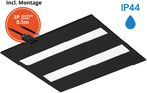 Pragmalux LED Panel Flexcore IP44 60x60cm 26-39W 3600-5500lm 3000K-3500K-4000K 3CCT CRI>90 UGR<19 sort RAL9005+Philips driver inkl. GST18i3
