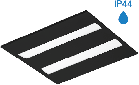 Pragmalux LED Panel Flexcore IP44 60x60cm 26-39W 3600-5500lm 3000K-3500K-4000K 3CCT CRI>90 UGR<19 sort RAL9005+Philips driver