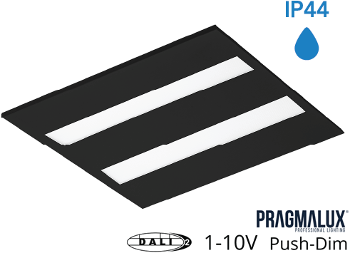 Pragmalux LED Panel Flexcore IP44 60x60cm 26-39W 3600-5500lm 3000K-3500K-4000K 3CCT CRI>90 UGR<19 sort RAL9005+universal driver (DALI2, 1-10V, Push-dæmpning)