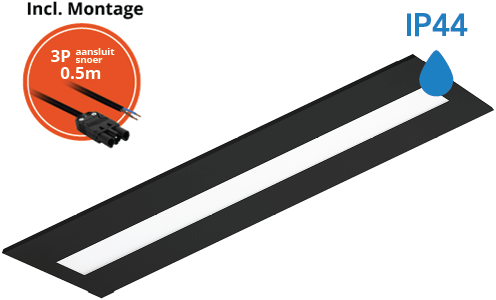 Pragmalux LED Panel Flexcore IP44 30x120cm 26-39W 3600-5500lm 3000K-3500K-4000K 3CCT CRI>90 UGR<19 sort RAL9005+Philips driver inkl. GST18i3