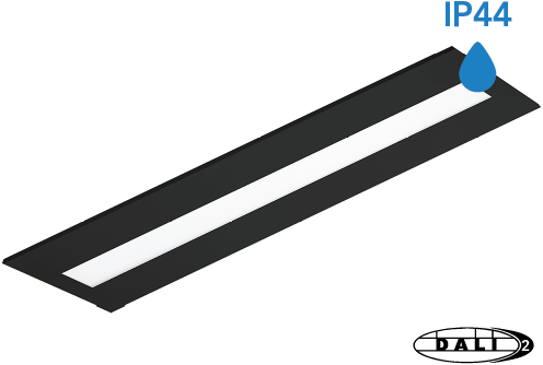 Pragmalux LED Panel Flexcore IP44 30x120cm 26-39W 3600-5500lm 3000K-3500K-4000K 3CCT CRI>90 UGR<19 sort RAL9005 +Philips DALI driver