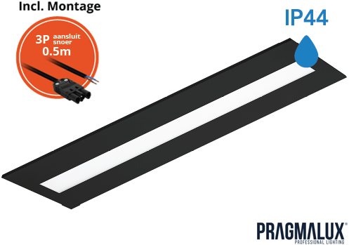 Pragmalux LED Panel Flexcore IP44 30x120cm 26-39W 3600-5500lm 3000K-3500K-4000K 3CCT CRI>90 UGR<19 sort RAL9005 +driver inkl. GST18i3