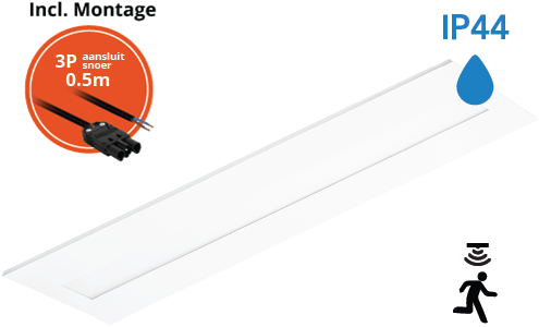 Pragmalux LED Panel Flexcore IP44 Easyair Sensor 30x120cm 26-39W 3600-5500lm 3000K-3500K-4000K 3CCT CRI>90 UGR<19 hvid RAL9003 +Philips SR driver inkl. GST18i3