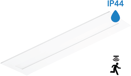 Pragmalux LED Panel Flexcore IP44 Easyair Sensor 30x120cm 26-39W 3600-5500lm 3000K-3500K-4000K 3CCT CRI>90 UGR<19 hvid RAL9003 +Philips SR driver