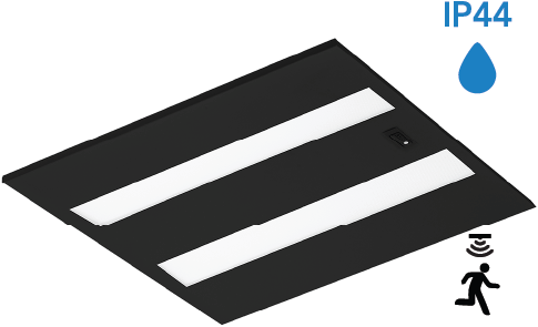 Pragmalux LED Panel Flexcore IP44 Easyair Sensor 60x60cm 26-39W 3600-5500lm 3000K-3500K-4000K 3CCT CRI>90 UGR<19 sort RAL9005 +Philips SR driver