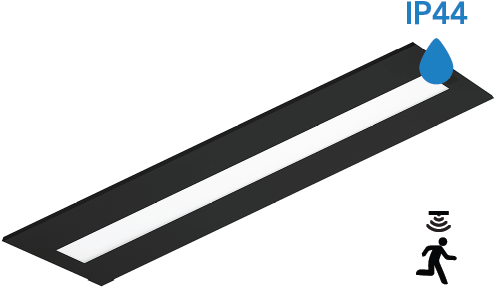 Pragmalux LED Panel Flexcore IP44 Easyair Sensor 30x120cm 26-39W 3600-5500lm 3000K-3500K-4000K 3CCT CRI>90 UGR<19 sort RAL9005 +Philips SR driver