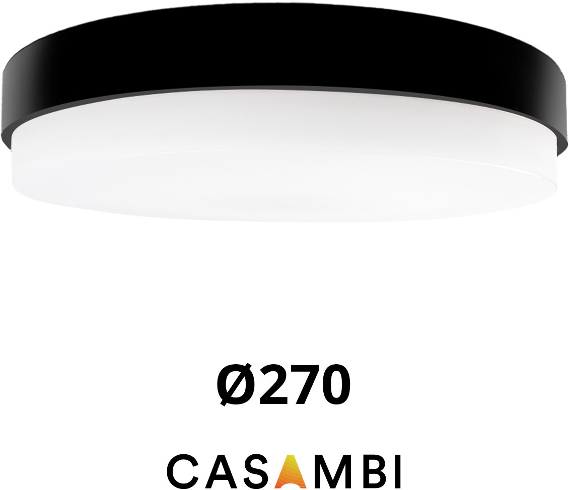 Pragmalux LED Plafond / Vægarmatur Dura-S Sort Ø270 IP64 IK10 maks.9W 1050-1100lm 3000K-3500K-4000K 3-CCT + Casambi driver