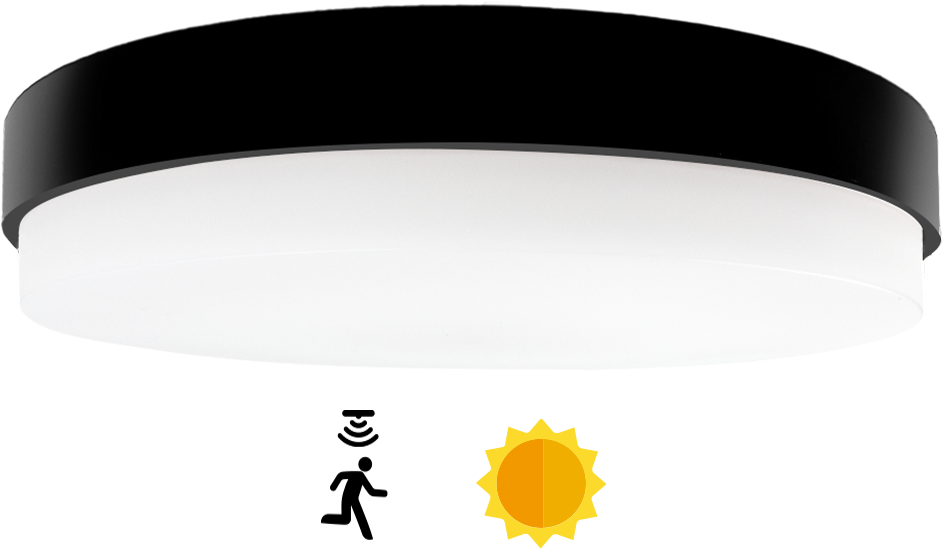 Pragmalux LED Plafond / Vægarmatur Dura-S Sort Ø270 IP64 IK10 4-9W 450-1100lm 3000K-3500K-4000K 3-CCT + dagslyssensor