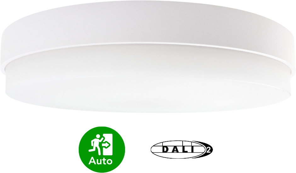 Pragmalux LED Plafond / Vægarmatur Dura-M Hvid Ø340 IP64 IK10 8-18W 950-2300lm 3000K-3500K-4000K 3-CCT + dali + DALI nødmodul 1H autotest