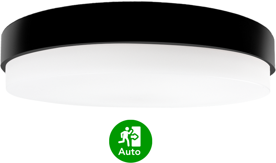 Pragmalux LED Plafond / Vægarmatur Dura-S Sort Ø270 IP64 IK10 4-9W 375-1000lm 2200K-2700K 2-CCT + nødmodul 1 time autotest