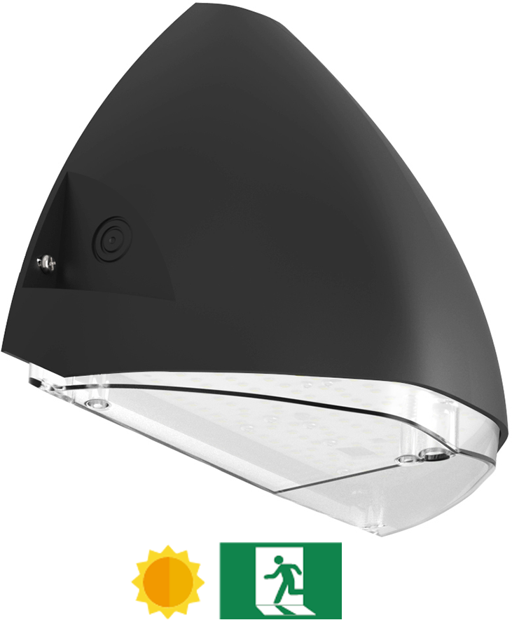 Pragmalux LED Facadearmatur Squalo mini IP65 IK10 7-12W 900-1650lm 2CCT 3000K-4000K Symmetrisk Antracit RAL7016 + Dagslyssensor & Nødmodul 1 time selvtest