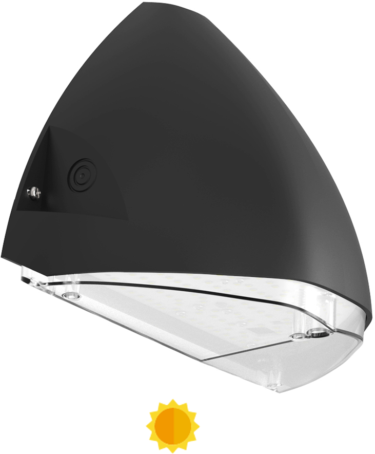 Pragmalux LED Facadearmatur Squalo mini IP65 IK10 7-12W 900-1650lm 2CCT 3000K-4000K Symmetrisk Antracit RAL7016 + Dagslyssensor