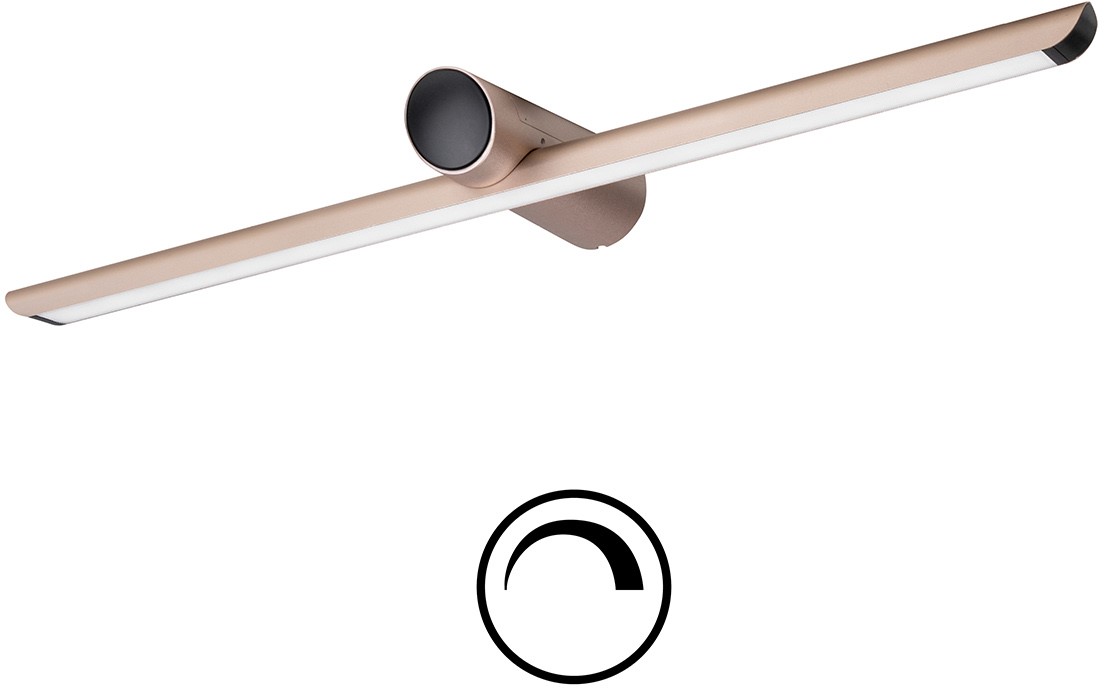 Pragmalux LED Spejlarmatur Spigo IP44 IK10 600mm 4-6,5W 340-610lm 2700K-3000K-4000K 3-CCT lys champagne guld RAL1015 fasedæmpbar