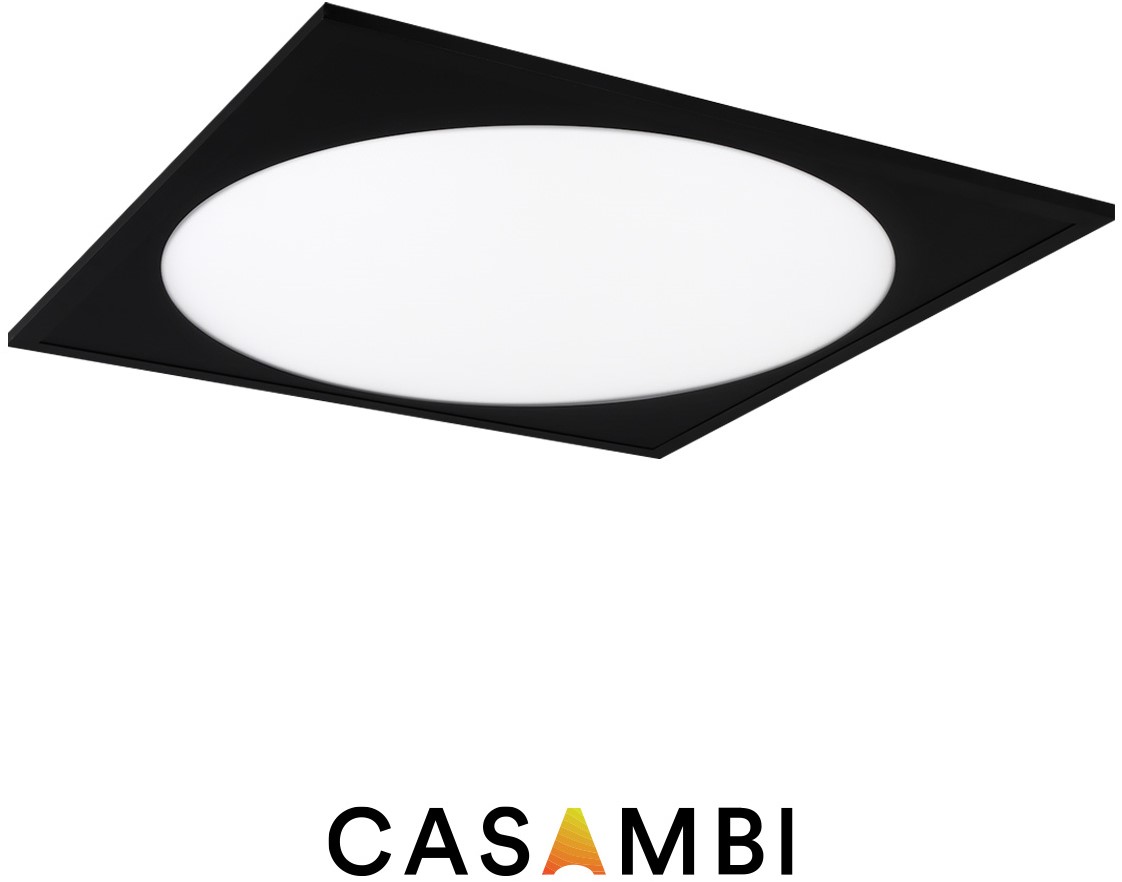 Pragmalux LED Panel 60x60cm Rondix IP54 40W 3000K-3500K-4000K 3CCT 4600-5000lm UGR<19 sort RAL9005 +TCI Casambi Driver (4x14W)