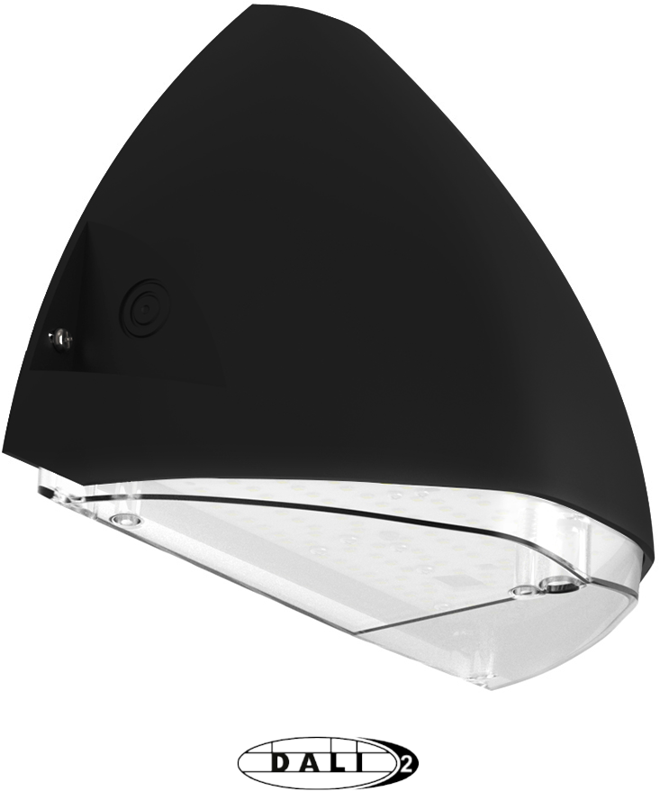 Pragmalux LED Facadearmatur Squalo mini IP65 IK10 7-12W 900-1650lm 2CCT 3000K-4000K Symmetrisk Sort RAL9005 DALI2