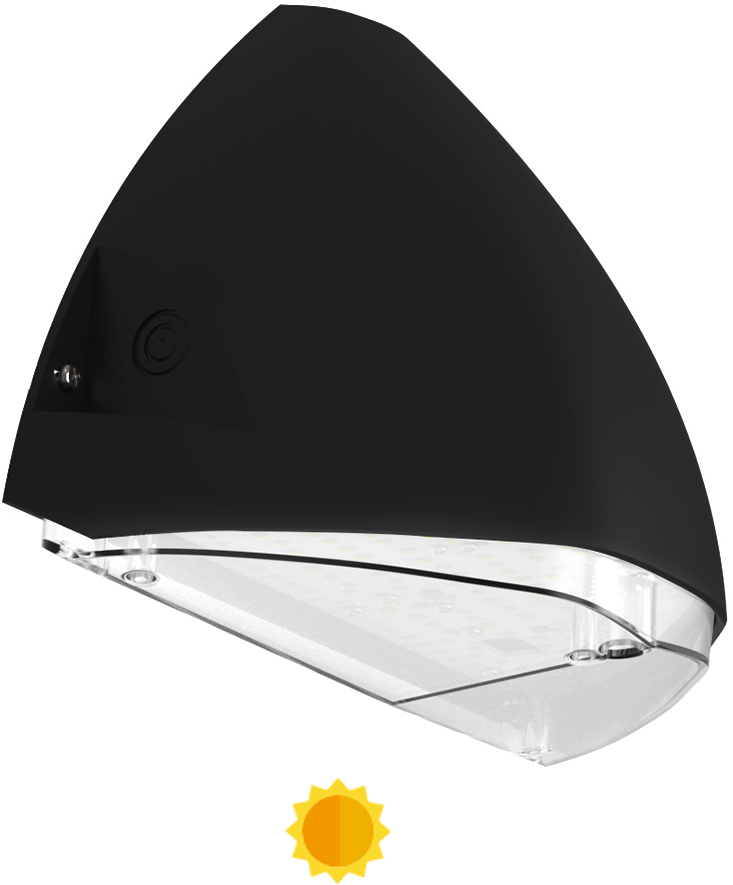 Pragmalux LED Facadearmatur Squalo mini IP65 IK10 7-12W 900-1650lm 2CCT 3000K-4000K Symmetrisk Sort RAL9005 + Dagslyssensor