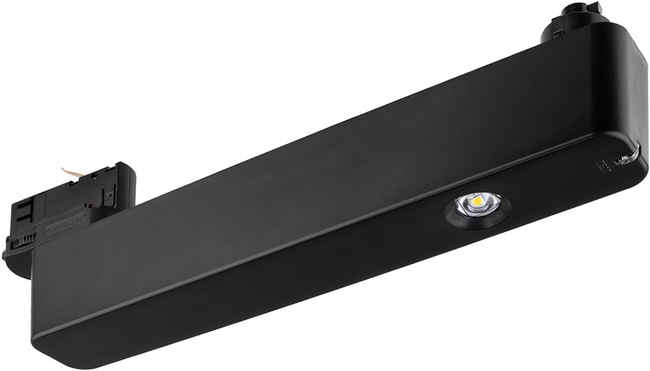 Pragmalux Notra track nødbelysning 4.8W 250lm 6500K LiFePO4 6.4V 1500mAh 1 time selv og manuel test 2-ind-1 sort RAL9005