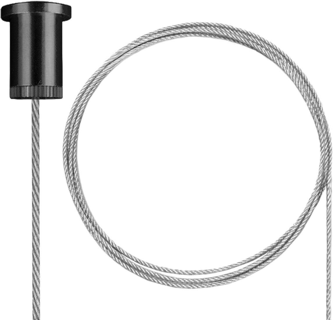 PRX 3-faset Skinne pendelsæt inkl. loftsmuffe sort M10 + stålwire 3m sølv (ekskl. skinnebeslag og hurtigspænder) 10x