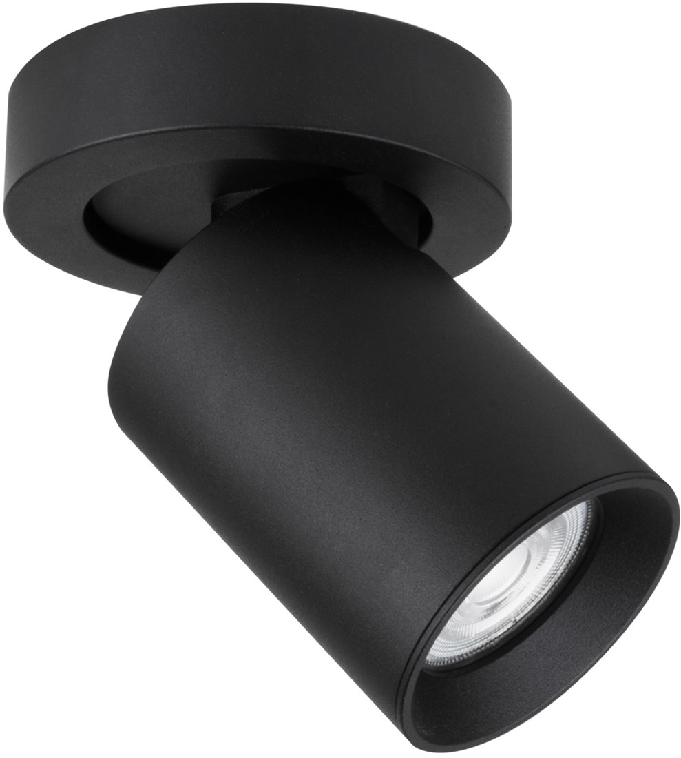 Pragmalux påbygningsarmatur Valento rund single tiltbar Ø65 sort RAL9004 - inkl. GU10 Fatning