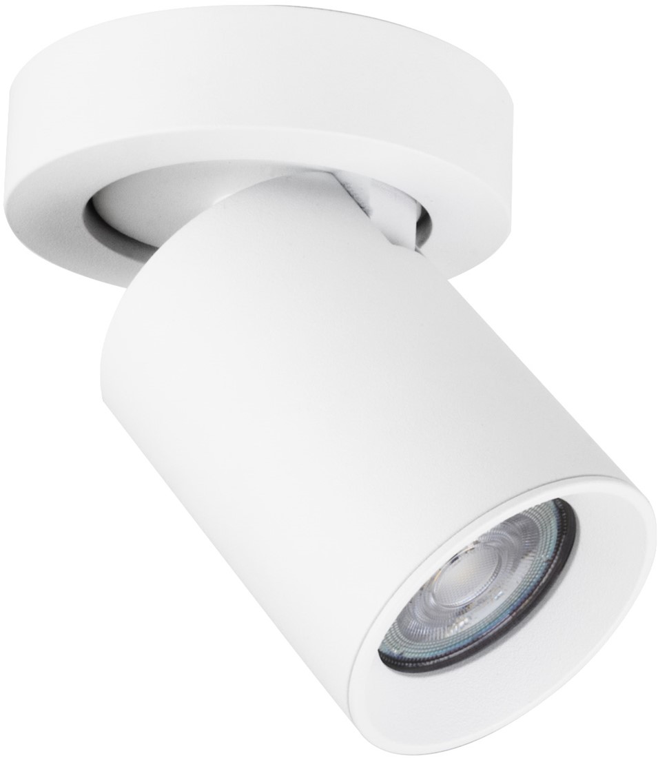 Pragmalux påbygningsarmatur Valento rund single tiltbar Ø65 hvid RAL9003 - inkl. GU10 Fatning