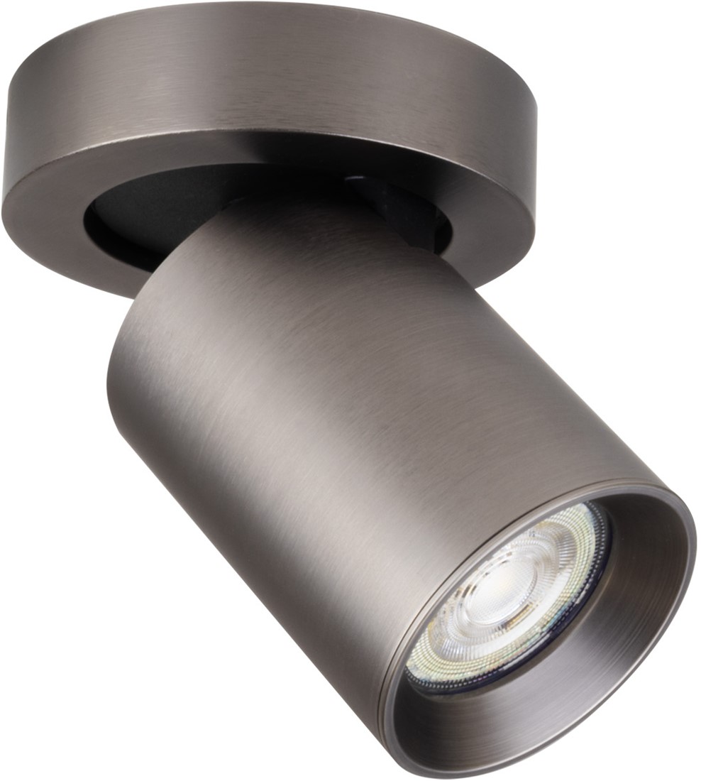 Pragmalux påbygningsarmatur Valento rund single tiltbar Ø65 bronze RAL7048 - inkl. GU10 Fatning