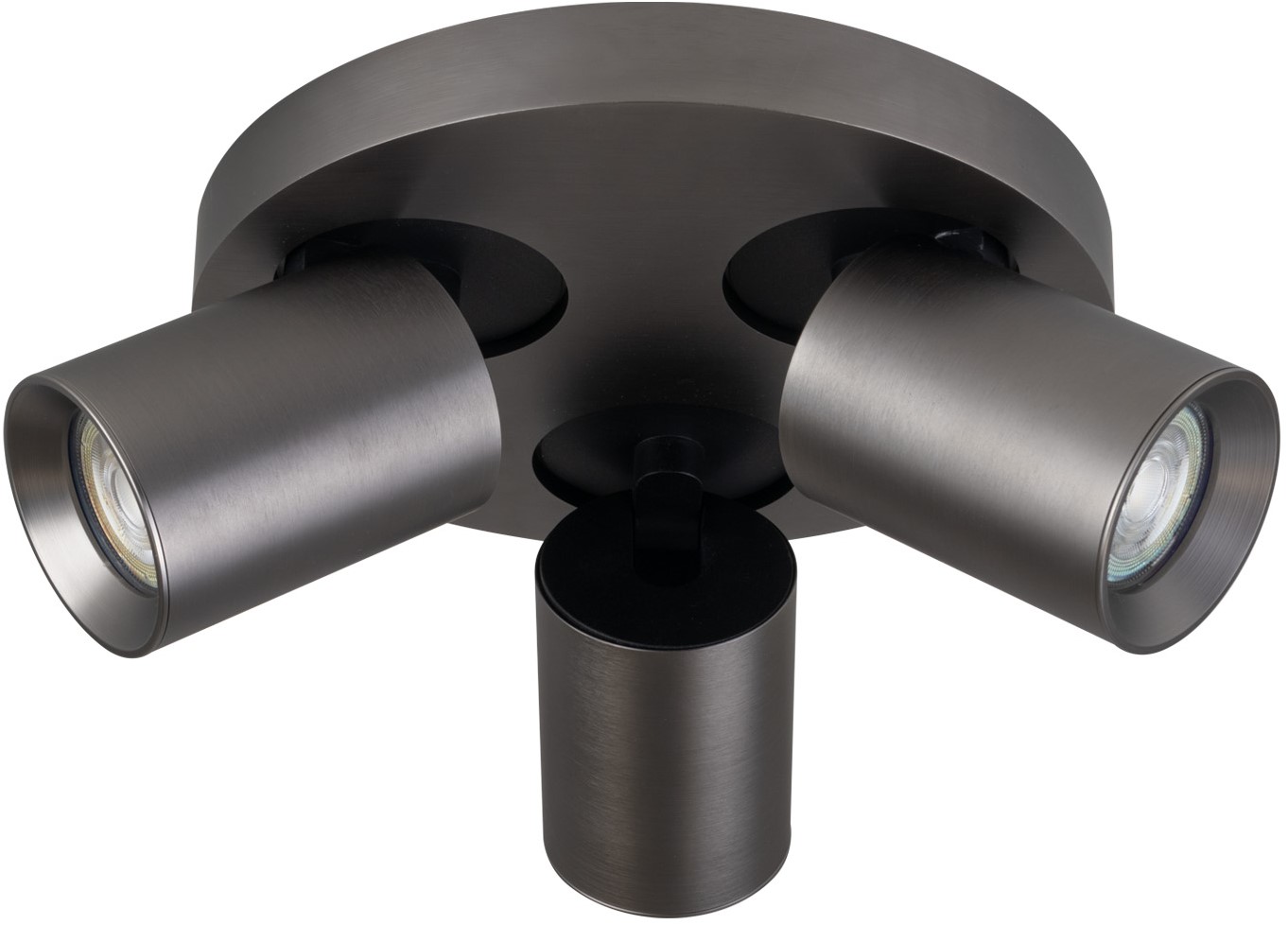 Pragmalux påbygningsarmatur Valento rund tredobbelt tiltbar Ø65 bronze RAL7048 - inkl. GU10 Fatning