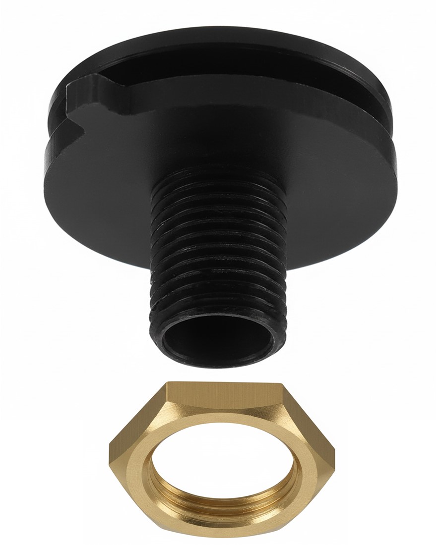 PRX 3-faset skinne nippel drejelig M10 højde 12mm hul 7,4mm sort + møtrik