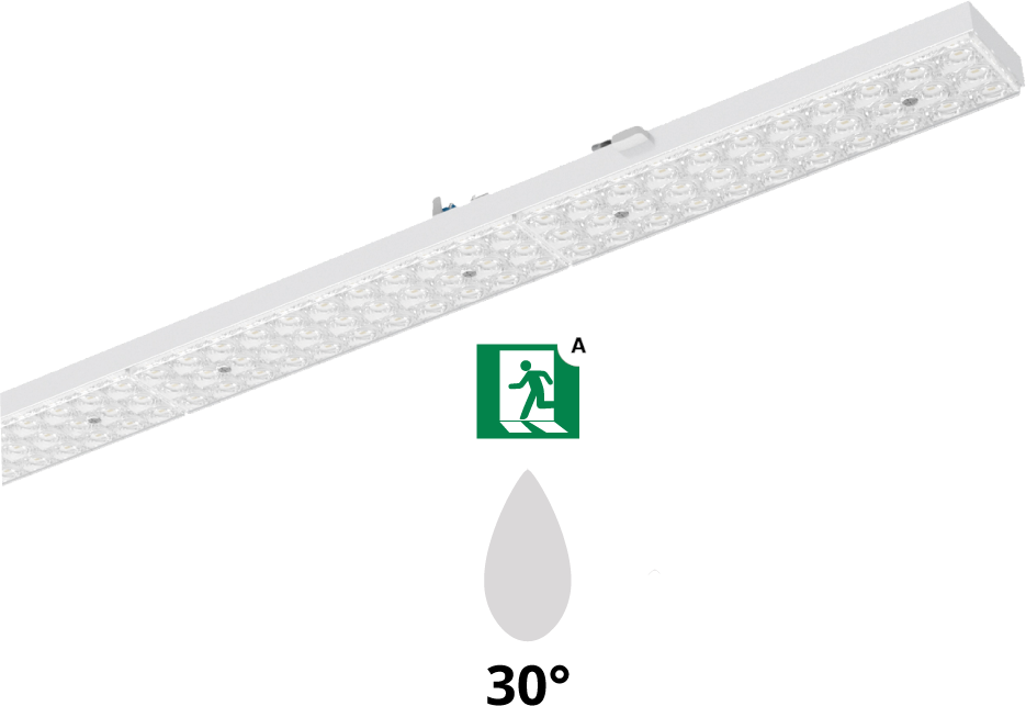 Pragmalux PRX-Line UO LED modul-hvid 2039mm dipswitch 115-83W 18000-14000lm 4000K 30D +nødmodul 1 time selvtest