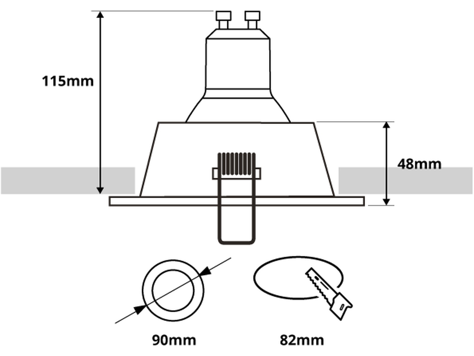 Pragmalux Indbygget Spotlight Mido Rund Sort RAL9004 - inkl. GU10 tilpasning