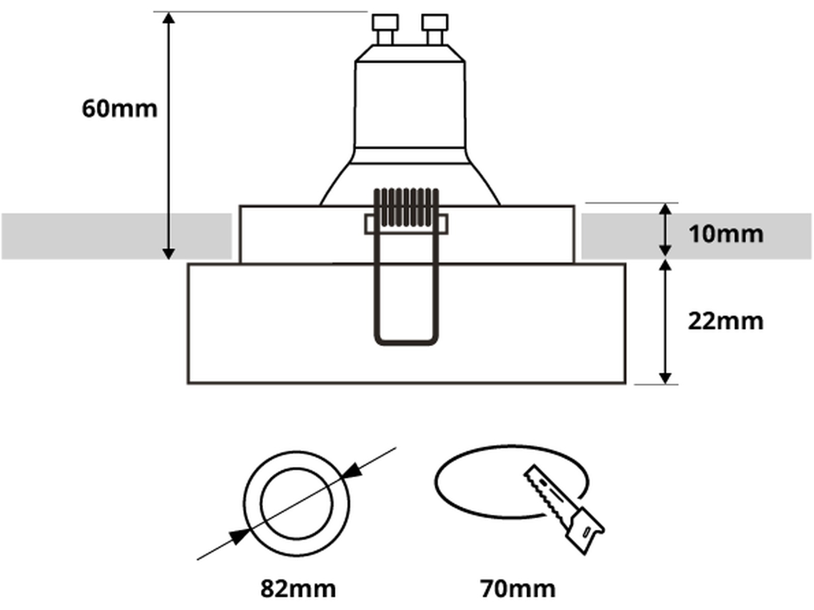 Pragmalux Indbygget Spot Vita rund hvid RAL9003 - inkl. GU10 Fitting