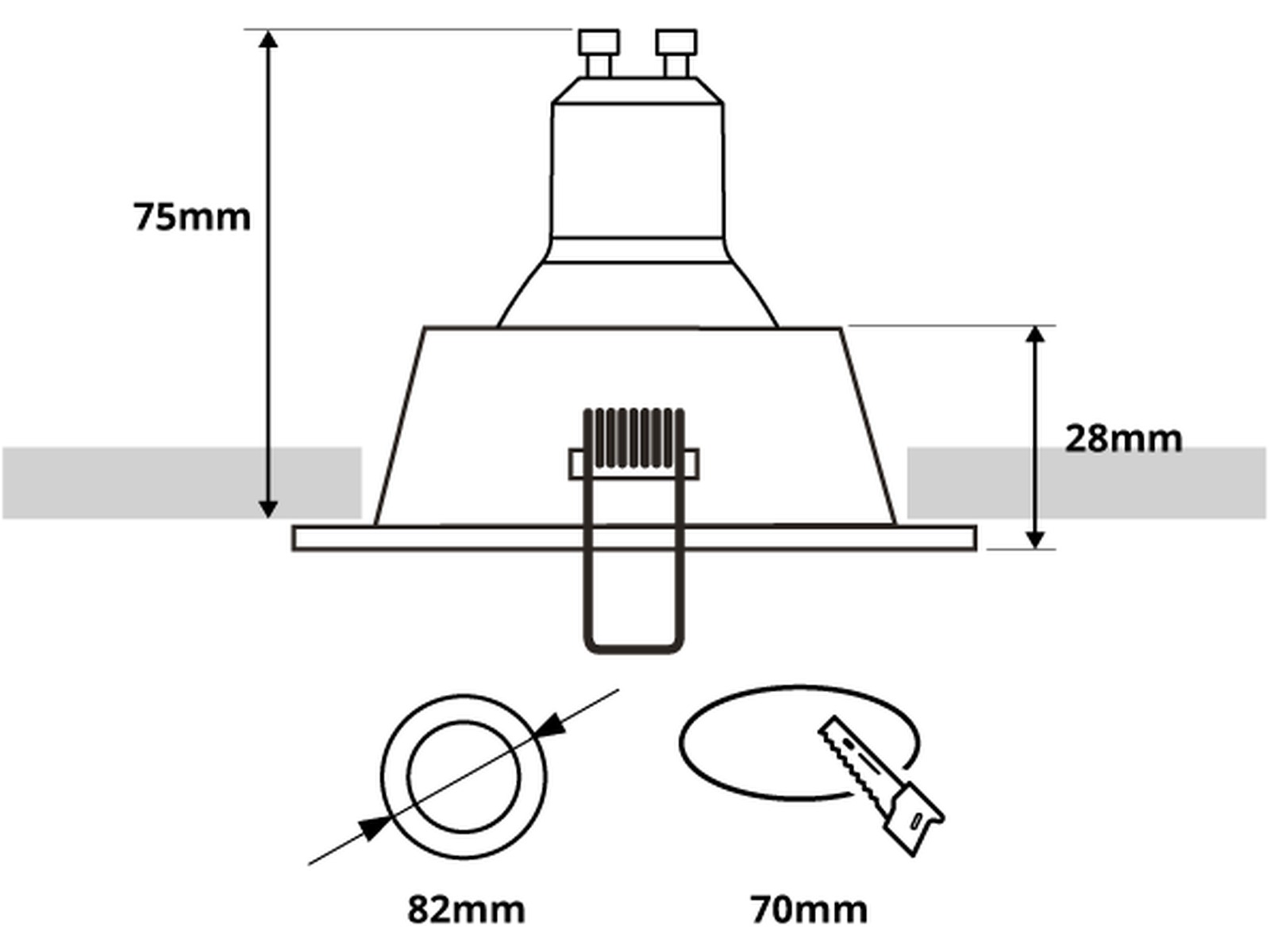 Pragmalux forsænket spot Nero rund sort RAL9004 - inkl. GU10 Fitting