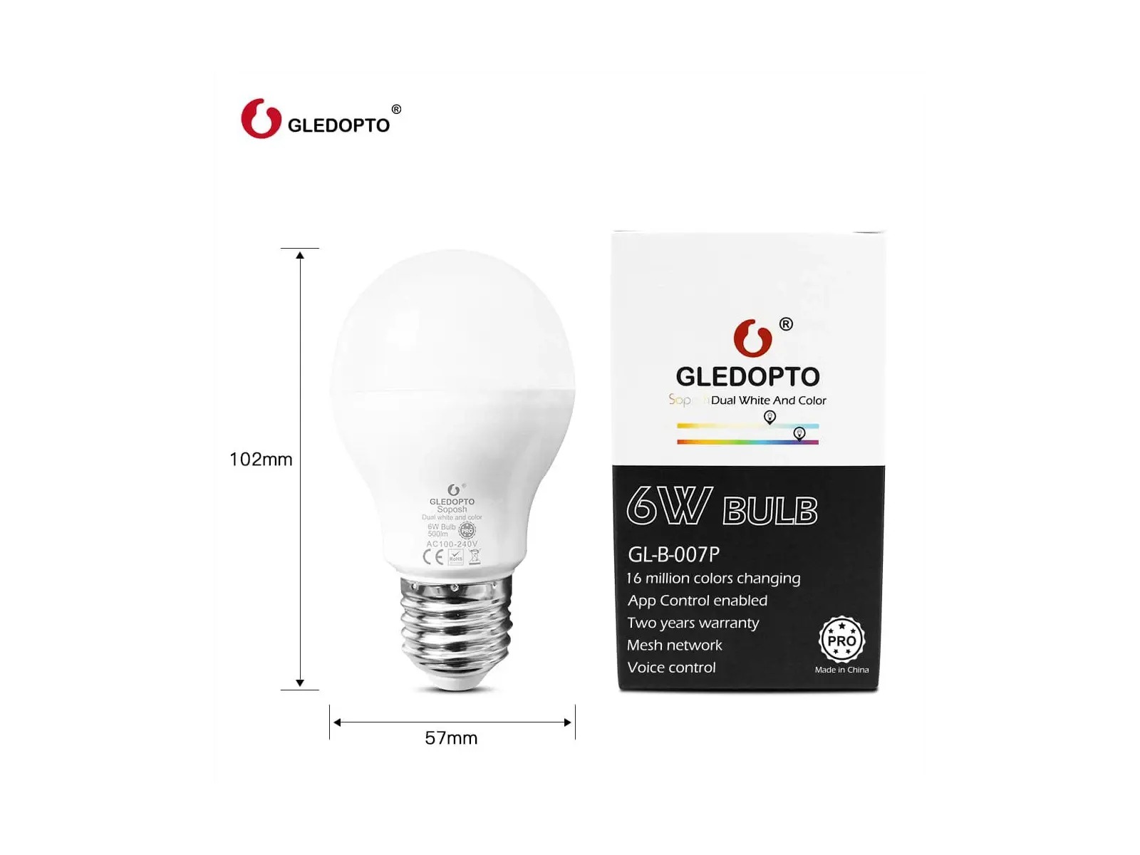 ZigBee Pro LED pære RGB+CCT. E27. 6W